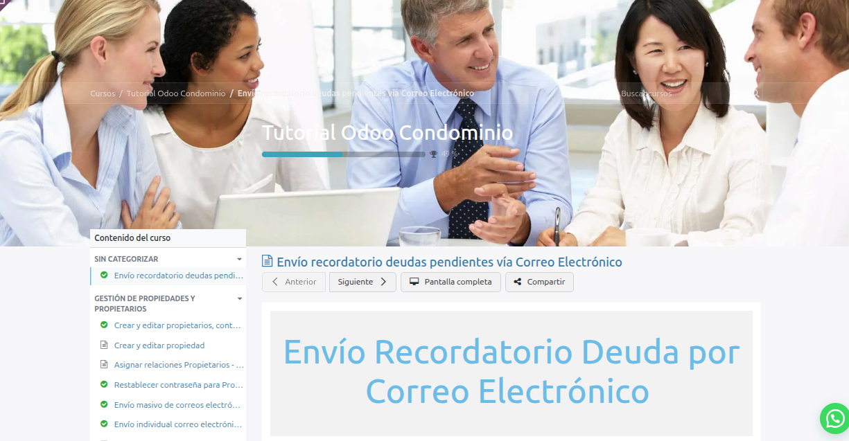 Enviar recordatorios correo deuda pendiente vencidas codnominio, sistema odoo Condominio