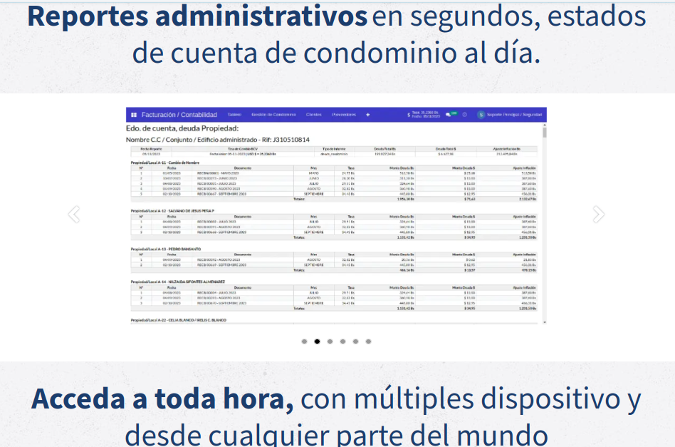 Reportes estado de cuenta condominios, gestion de contabilidad y administración