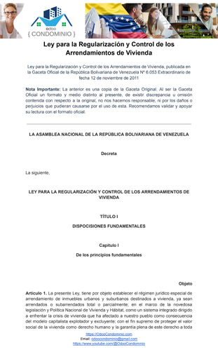 Ley para la Regularización y Control de los Arrendamientos de Vivienda (2011)