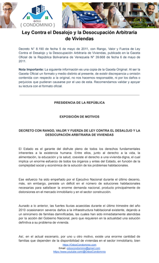 Ley Contra el Desalojo y la Desocupación Arbitraria de Viviendas